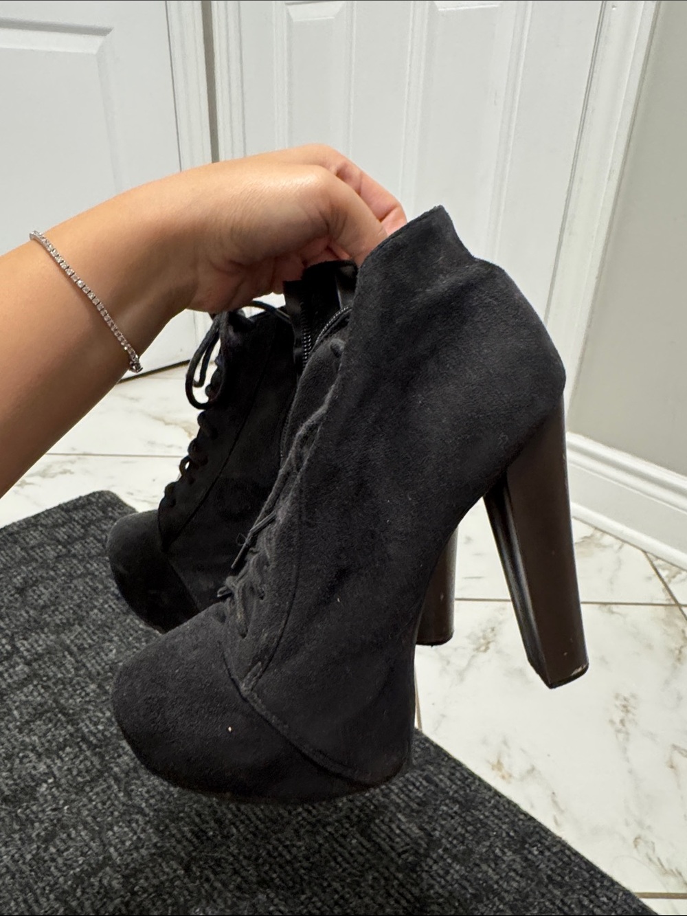 Urban Planet Black Lace-Up Platform Heel Booties